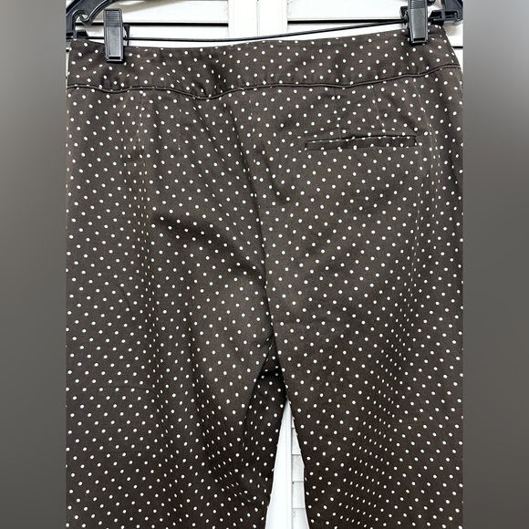 Ann Taylor Women’s Size 6 Petite Cropped Choco Brown White Polkadot Pants Slacks - Picture 5 of 14